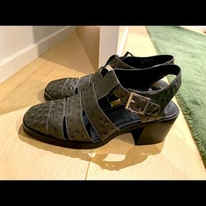 Jeffrey Campbell Finlay Sandal Mary Janes - Ostrich . Platform Heel